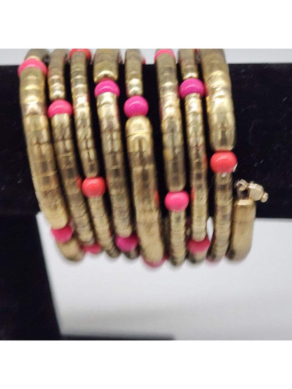Chicos Snake Coil Bracelet Gold & Pink Beaded - Picture 5 of 6